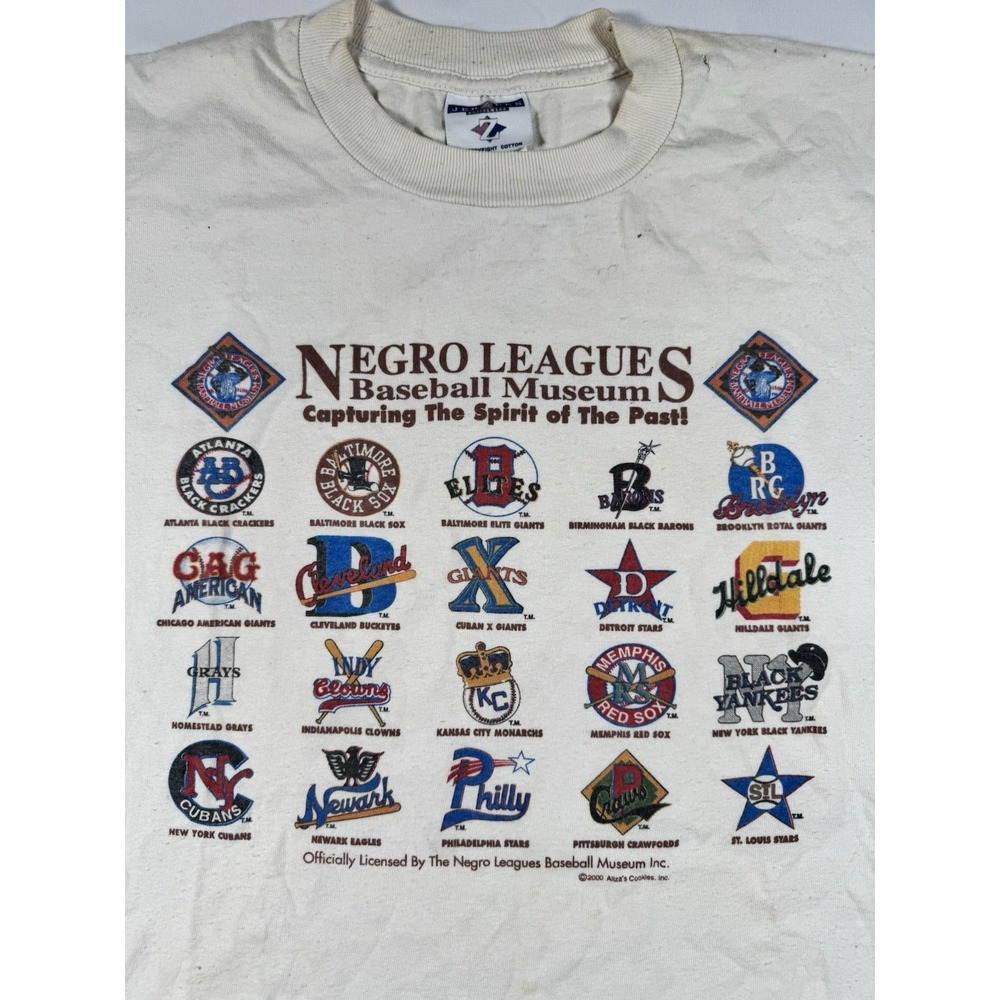 Vintage 2000 Negro Leagues Baseball Museum T-Shirt Mens XL Jerzees Team Logos